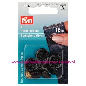 Jeansknopen zwart 4 stuks 16 Mm inslaan Prym art.nr. 331114