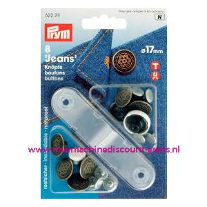 Jeansknopen "brons bloem" 8 stuks 17 Mm inslaan Prym art.nr. 622211 