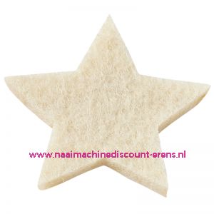 Vilt sterren dicht art. 3437510 creme 3 Cm 12 Stuks - 12060