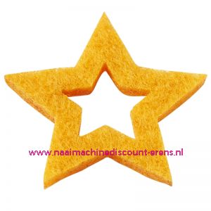 Vilt sterren open 3437522 geel 3 Cm 12 stuks - 12197