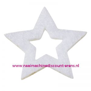 Vilt sterren open 3437560 wit 3 Cm 12 stuks - 12198