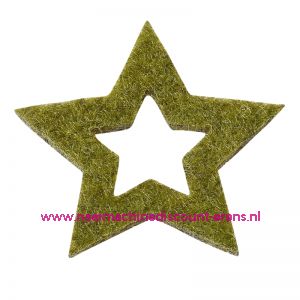 Vilt sterren open 3437562 groen mêleerd 3 Cm 12 stuks - 12200