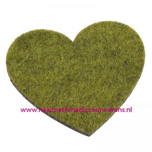 Vilten hartjes 5,5 x 6 Cm groen mêleerd art. 3437329 4 stuks - 12208