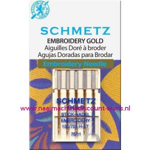 Schmetz Gold Titanium Borduurnaalden dikte 90. per 5 stuks - 12221