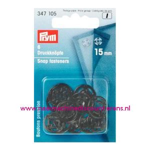 Drukkers Transparant Zwart plast. 15 Mm prym art.nr. 347105 