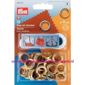 Ringen met Schijven 11 Mm 15 stuks Goudkleurig Prym art.nr. 541371