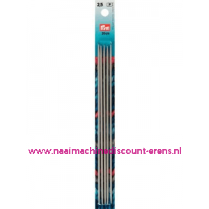 Kousen- / Handschoen breinaalden Alu Grijs 20 Cm 2,5 Mm art.nr.191488