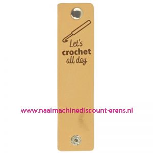 Leren Label "Let's crochet all day" 2 stuks verpakt