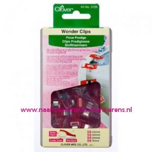 Clover 3156 wonder clips 50 stuks Rood