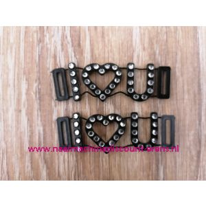 Strass afwerking per paar om over bestaande BH band heen te schuiven Type 1