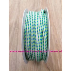 Sier Elastiek 6 Mm per meter "groen-blauw"