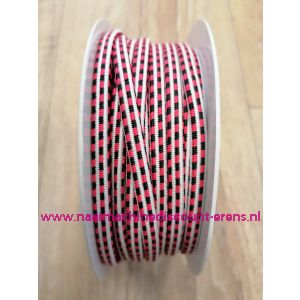 Sier Elastiek 6 Mm per meter "rood-zwart"