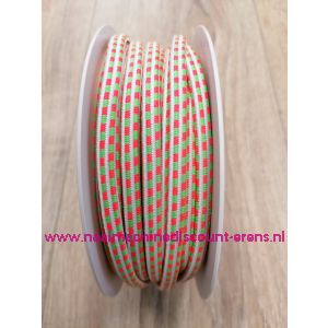 Sier Elastiek 6 Mm per meter "Neon groen-rose"