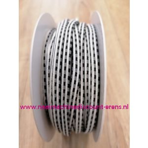 Sier Elastiek 6 Mm per meter "grijs-zwart"