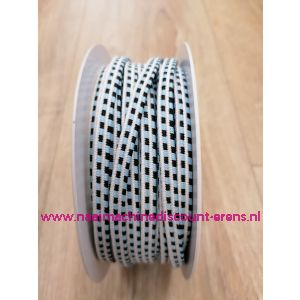 Sier Elastiek 6 Mm per meter "licht blauw-zwart"