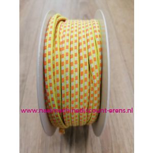 Sier Elastiek 6 Mm per meter "Neon geel-oranje"