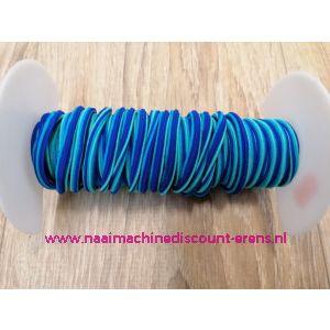 Elastiek Koord 5 Mm per meter "Neon aqua-kobalt-licht blauw"