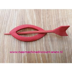 Decoratieve sluiting voor o.a. breiwerken "Ovaal Rood" hout