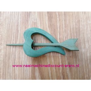 Decoratieve sluiting voor o.a. breiwerken "Hart Groen" hout