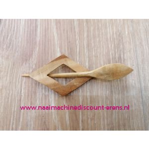 Decoratieve sluiting voor o.a. breiwerken "Hoek Natural" hout