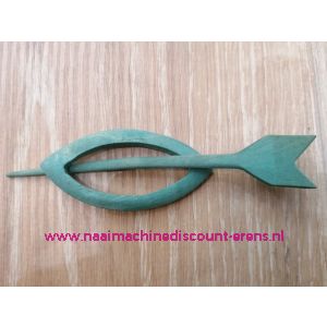 Decoratieve sluiting voor o.a. breiwerken "Ovaal Groen" hout