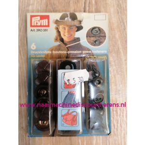 Naaivrijdrukknopen Lederlook Bruin Retro 20 Mm  6 Stuks Prym art.nr. 390351