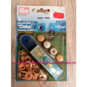 Naaivrijdrukknopen Color Ms Roze 13 Mm  8 Stuks Prym art.nr. 390428