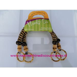 Handvat "BLUMENTHAL CRAFT" handmade 38cm bruin- beige / hout-touw
