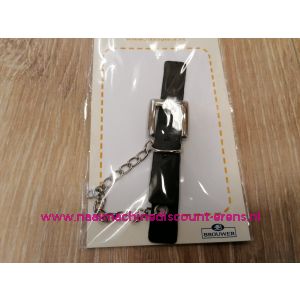 Sluiting leder imitatie "Zwart" 100 Mm RE Style met ketting