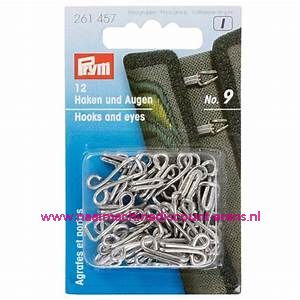 Haken & Ogen voor Jacks Ijzer no.9 12 stuks Zilverkleurig Prym art.nr. 261457 
