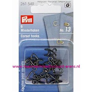 Korset Haken & Ogen no.13 6 stuks Zwart Prym art.nr.261549 