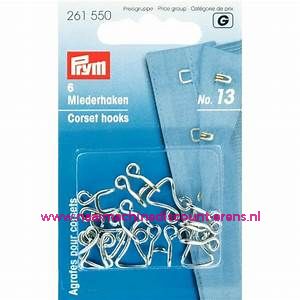 Korset Haken & Ogen no.13 6 stuks Zilverkleurig prym art.nr.261550 