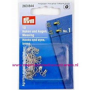 Haken & Ogen no.1 12 stuks Zilverkleurig prym art.nr. 263844 