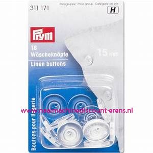 Wasknopen transparant 15 Mm 18 stuks prym art.nr. 311171 