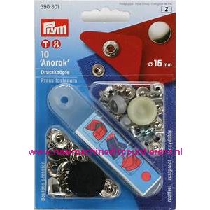 Naaivrijdrukknopen Anorak Ms Zilverkleurig 15 Mm 10 Stuks Prym art.nr. 390301