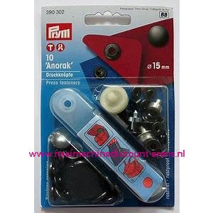 Naaivrijdrukknopen Anorak Ms Oud ijzer 15 Mm 10 Stuks Prym art.nr. 390302 