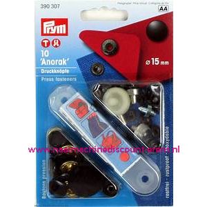 Naaivrijdrukknopen Anorak Ms Zwart 15 Mm 10 Stuks Prym art.nr. 390307 