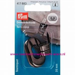 Draaislot / Tourniquet voor op tassen "Zilver - Zwart" prym art.nr.417883
