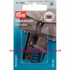Draaislot / Tourniquet voor op tassen "Zilver - Zwart" prym art.nr.417884