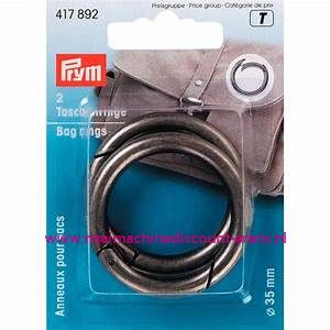 Zelfsluitende Ringen voor tassen "donker zilver/zwart"  35 Mm prym art.nr. 417892 
