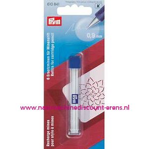Vervangstiften voor vulpotlood wit 6 stuks Prym art. nr. 610841