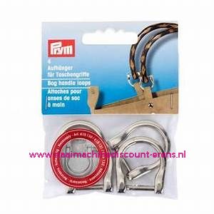 Hangers voor tashandvatten 18Mm "Zilver" 4 Stuks verpakt prym art.nr. 615130