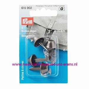 Bodemnagels tassen "antiek zilver," 15 Mm 4 stuks prym art.nr. 615902