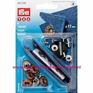 Jeansknopen "koper open" 6 stuks 17 Mm inslaan Prym art.nr. 622238