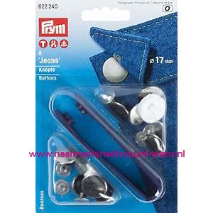 Jeansknopen "zilver effe" 8 stuks 17 Mm inslaan Prym art.nr. 622240