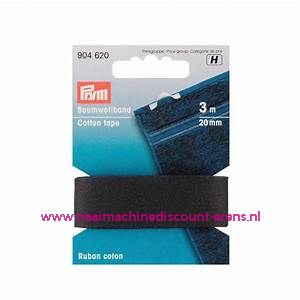 Huishoudband Katoen 20 Mm 3 meter Zwart Prym art.nr. 904620