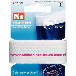 Elastiek Y-band Dubbele Boord 25 Mm 1 meter Wit Prym art.nr. 957601