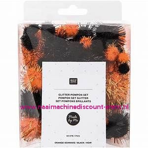 Rico Design Made by Me GLITTER Pompons ca. 24 stuks "HALLOWEEN" Art.Nr. 08758.00.27