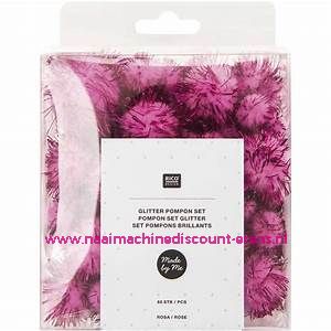 Rico Design Made by Me GLITTER Pompons ca. 24 stuks "ROSA" Art.Nr. 08758.00.24