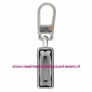 Modische Schuiver "metaal zilver strass zwart 45mm" UNION KNOPF art.nr. 500513
